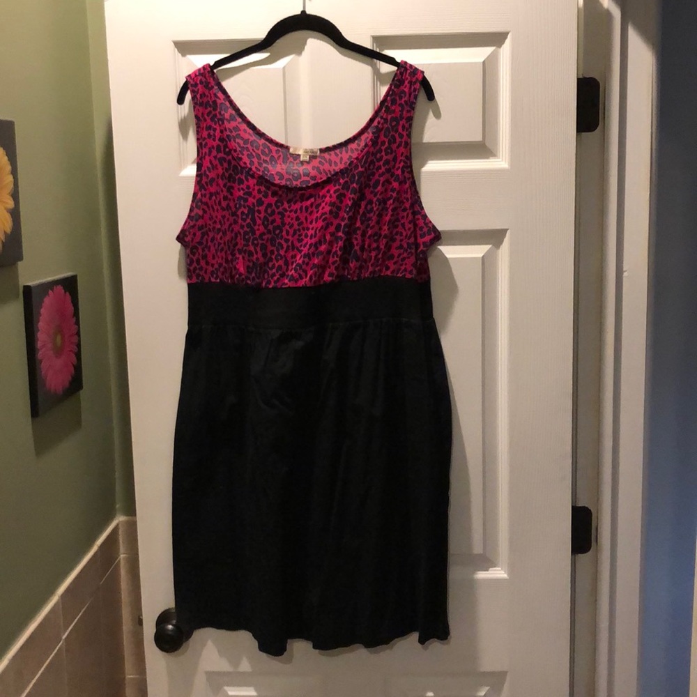 Pink leopard print top dress 2x